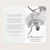 Zwarte witte orchidee op stam begrafenis gebed visitekaartjes (Buitenkant ongevouwen)