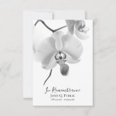 Zwarte witte orchideeën op stam begrafenissympathi bedankkaart (Voorkant)