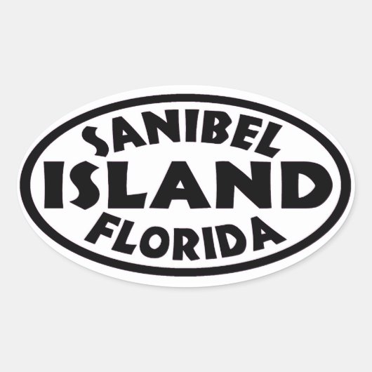 Zwarte witte ovale stickers van het eiland Florida (Voorkant)