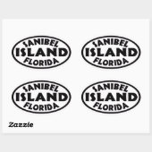 Zwarte witte ovale stickers van het eiland Florida (Vel)