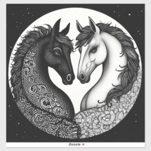 Zwarte Witte Paarden Cadeau voor Dierenliefhebber Sticker