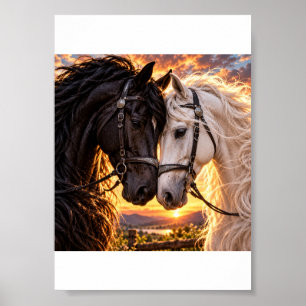 Zwarte & Witte Paarden – Eeuwige Vrienden Poster