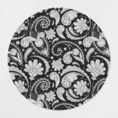  zwarte witte paisleypatronen labels (Design 1)