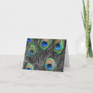 Zwarte & Witte Peacock Feather Hartelijk dank Bedankkaart