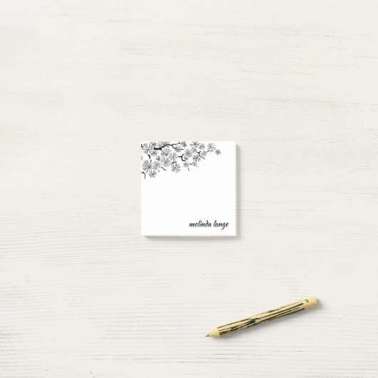 Zwarte witte pen Ink Pine Branch Post-it® Notes (Op bureau)