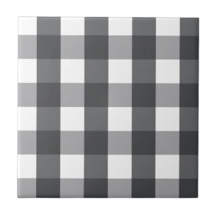 Zwarte & Witte Plaid Tegeltje