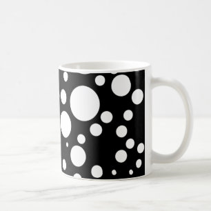 zwarte witte polka-stippen koffiemok