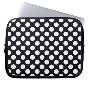 Zwarte witte pooldots - laptophoes laptop sleeve