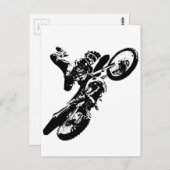 Zwarte witte Pop Art Motocross Motorcyle Sport Briefkaart (Voorkant / Achterkant)