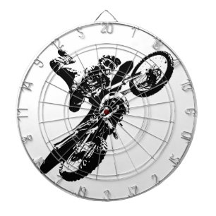 Zwarte witte Pop Art Motocross Motorcyle Sport Dartbord