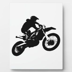 Zwarte witte Pop Art Motocross Motorcyle Sport Fotoplaat