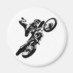 Zwarte witte Pop Art Motocross Motorcyle Sport Magneet