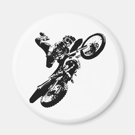 Zwarte witte Pop Art Motocross Motorcyle Sport Magneet (Voorkant)