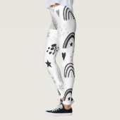 Zwarte witte regenboog minimale leggings (Links)