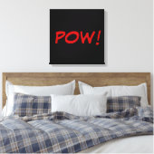 Zwarte witte rode pow! Comic Graphic Retro Canvas Afdruk (Insitu (Slaapkamer))
