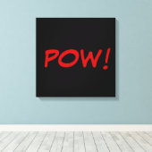 Zwarte witte rode pow! Comic Graphic Retro Canvas Afdruk (Insitu (Houten vloer))