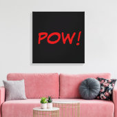 Zwarte witte rode pow! Comic Graphic Retro Canvas Afdruk (Insitu (Woonkamer))
