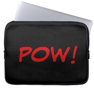 Zwarte witte rode pow! Comic Graphic Retro Laptop Sleeve