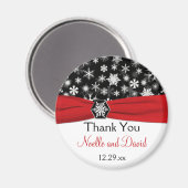 Zwarte, witte, rode sneeuwvlokken magneet (Voorkant / Achterkant)