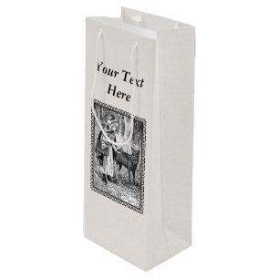  zwarte witte Rood met houten tekening Tekening Wijn Cadeautas