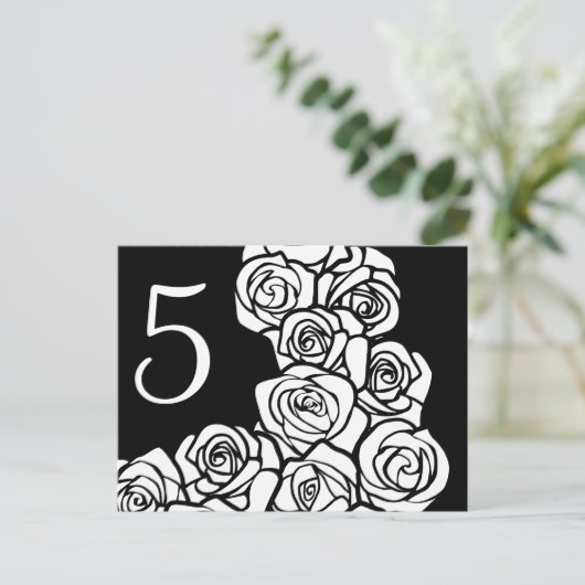  zwarte witte rozen Tabelnummer Briefkaart (Staand voorkant)