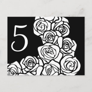 zwarte witte rozen Tabelnummer Briefkaart