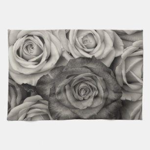 Zwarte witte rozenKeukenhanddoek Theedoek