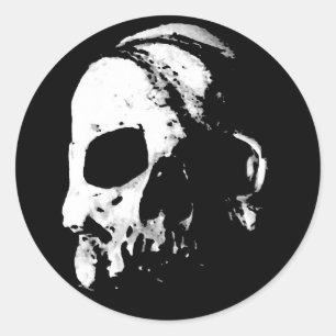 Zwarte witte schedel College Ronde Sticker