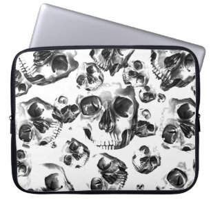 Zwarte & Witte Schedels Skelet Schedel Kunst Patro Laptop Sleeve