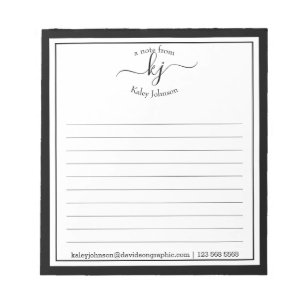 Zwarte witte scriptnaam   Van het bureau van het N Notitieblok