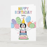 Zwarte & Witte Sheepadoodle Hond Gelukkige Verjaar