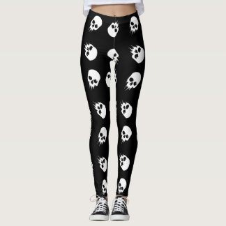 zwarte witte skelet leggings