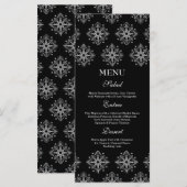 Zwarte + witte sneeuwvlokken wintertrouwmenu menu (Voorkant / Achterkant)