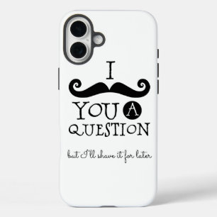 Zwarte witte snor Humor iPhone 16 Plus Hoesje