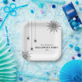 Zwarte witte spinnen en spinnenweb eenvoudige hall papieren bordje (Feest)