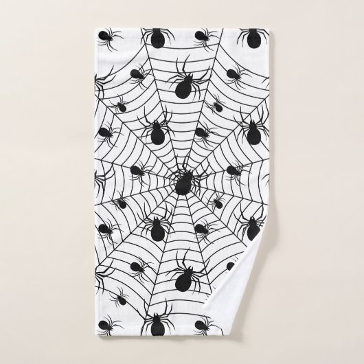 Zwarte Witte spinnen spinnenweb Halloween patroon Bad Handdoek (Handdoek)