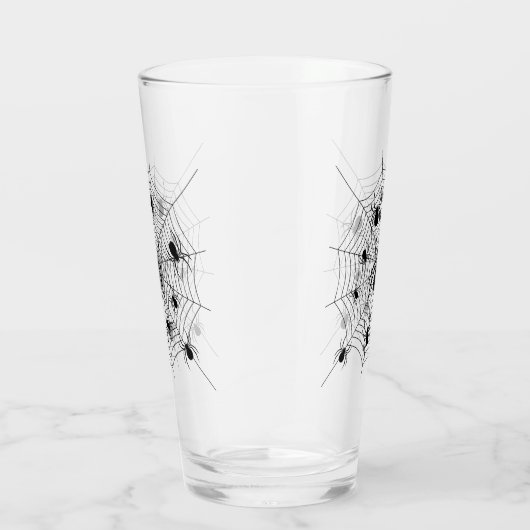 Zwarte Witte spinnen spinnenweb Halloween patroon Glas (Rechts)