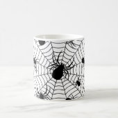 Zwarte Witte spinnen spinnenweb Halloween patroon Koffiemok (Center)
