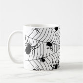 Zwarte Witte spinnen spinnenweb Halloween patroon Koffiemok (Links)