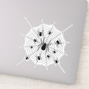Zwarte Witte spinnen spinnenweb Halloween patroon Sticker