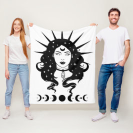 Zwarte witte spirituele hemelse magische vrouw fleece deken