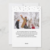 Zwarte witte sterren Naam in scriptkerstfoto Feestdagenkaart (Achterkant)