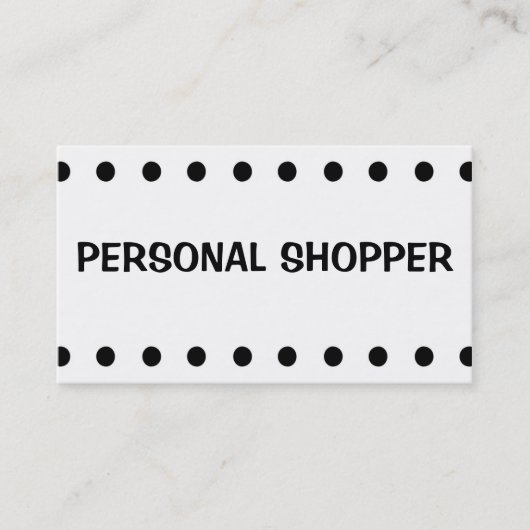 Zwarte witte stip PERSONAL SHOPPER visitekaartjes (Voorkant)