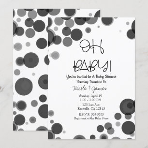 Zwarte Witte Stippen Bubbles OH BABY Shower Kaart