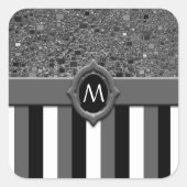 Zwarte witte streep Abstracte achtergrond Sjabloon Vierkante Sticker (Voorkant)