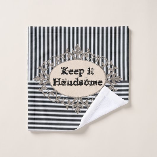 Zwarte witte streep HandsomeBathroom-handdoekset Bad Handdoek (Wasdoekje)