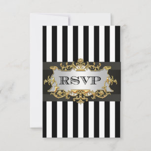 Zwarte Witte Streep RSVP 1 Kaartje
