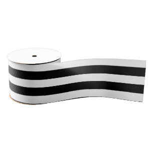 Zwarte & Witte Strepen Grosgrain Lint