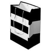 Zwarte witte strepen medium cadeauzakje (Achterkant Gekanteld)