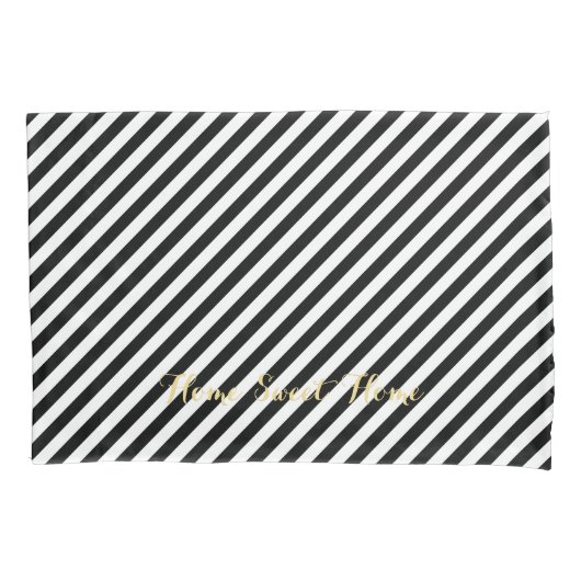 Zwarte witte strepen Modern Pattern Gold Monogram Kussensloop (Voorkant)